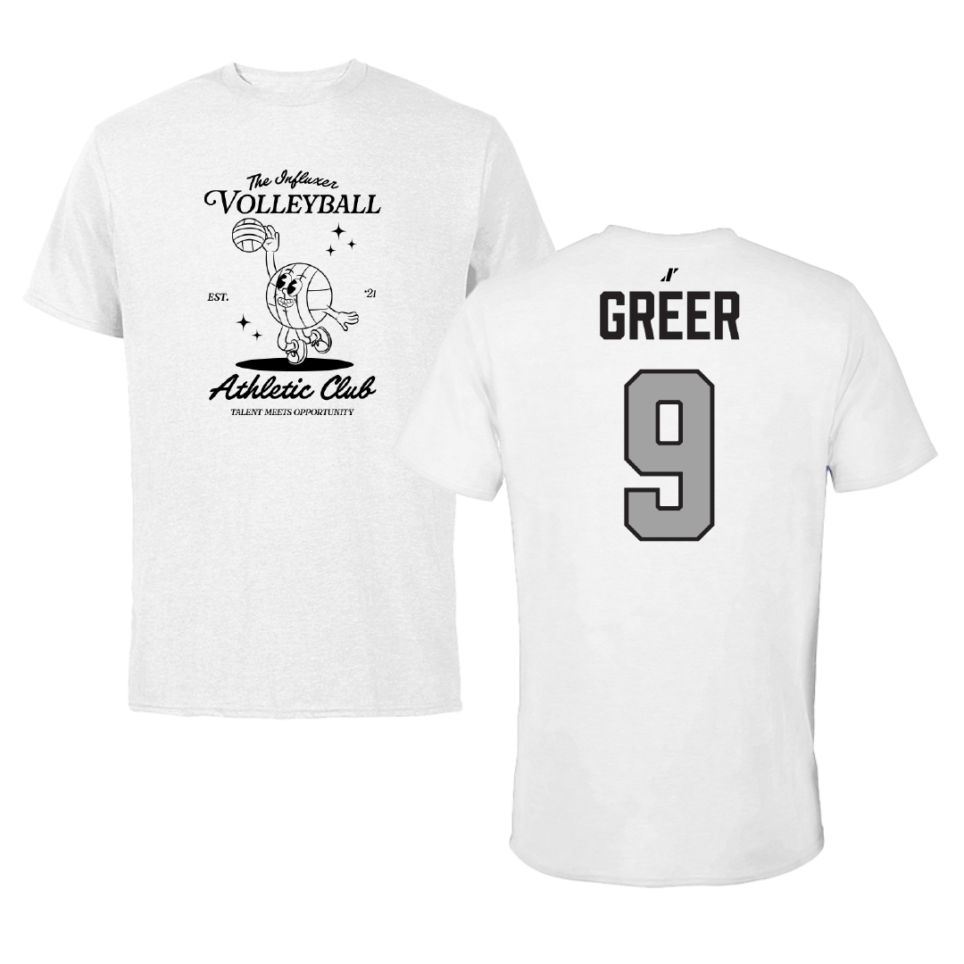 Volleyball White Influxer Athletic Club Tee - #9 Kiana Greer