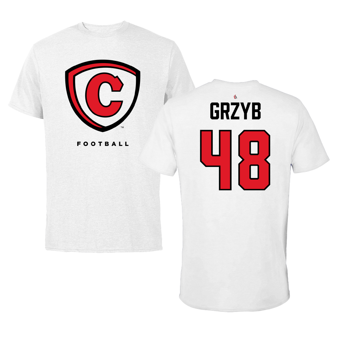Carthage College Football White Tee - #48 Matt Grzyb