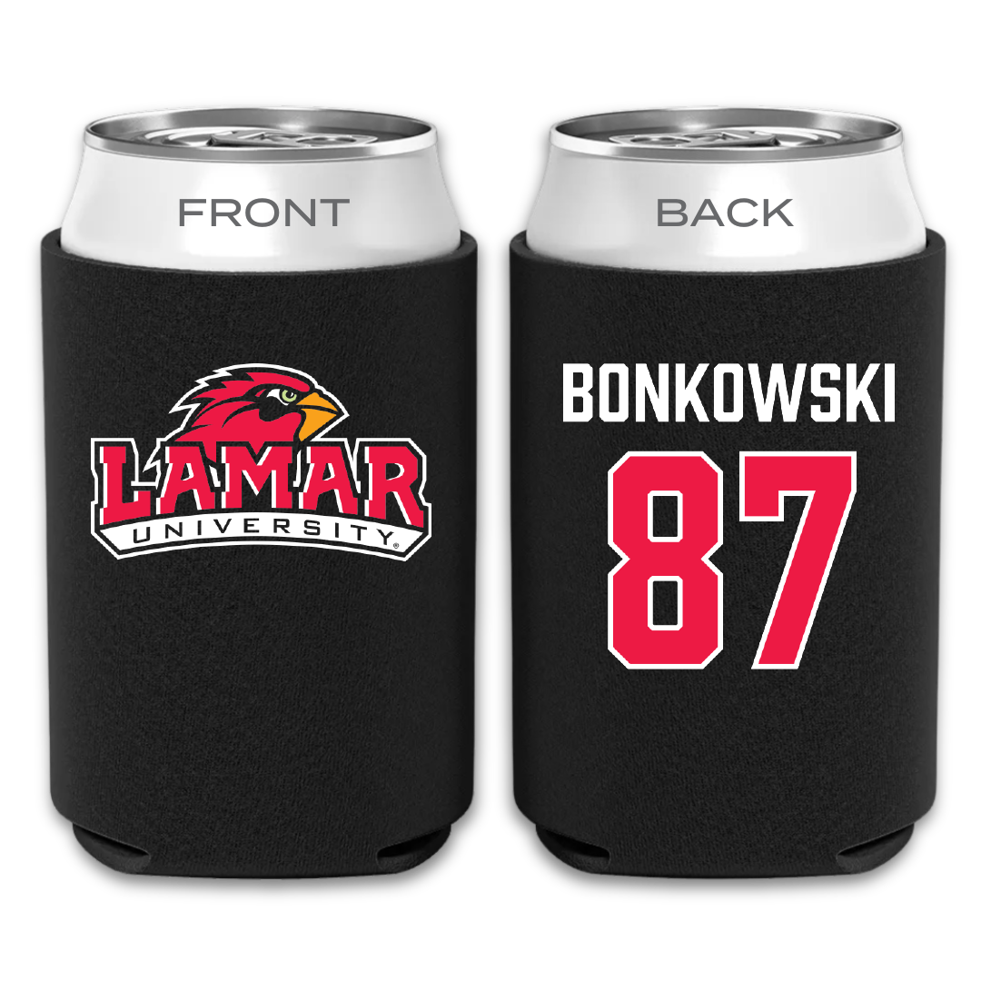Lamar University Football Black Can Cooler - #87 Tyler Bonkowski