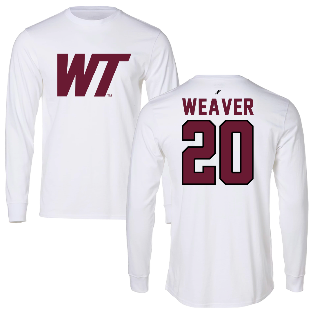 West Texas A&M University Baseball White Performance Long Sleeve - #20 Chase Weaver