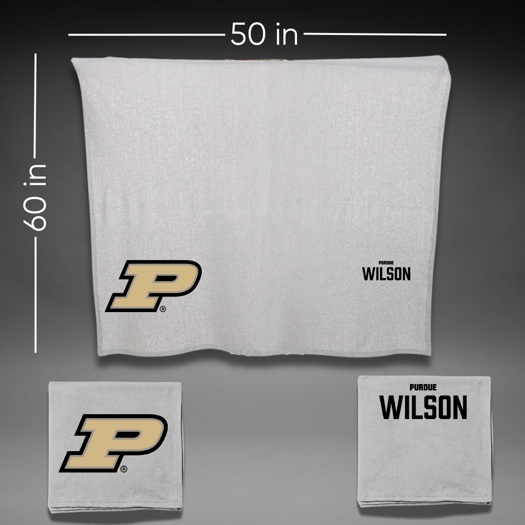 Purdue University Tennis Gray Blanket - Ashlie Wilson