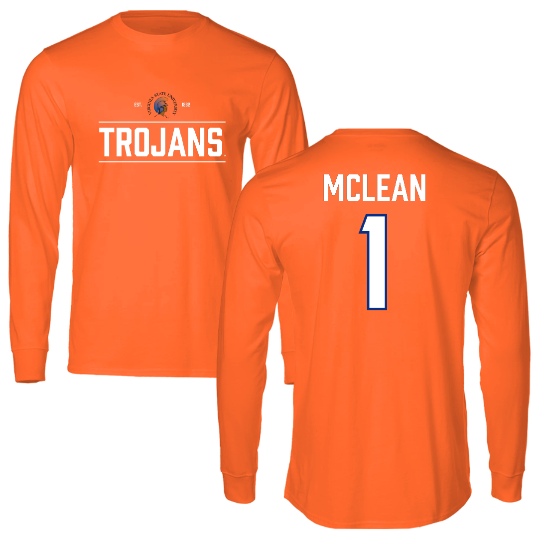 Virginia State University Volleyball (W) Orange General Performance Long Sleeve - #1 Celene Mclean