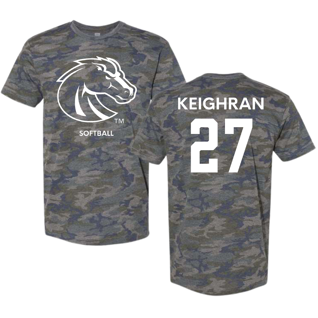 Boise State University Softball Vintage Camo Tee - #27 Shannon Keighran