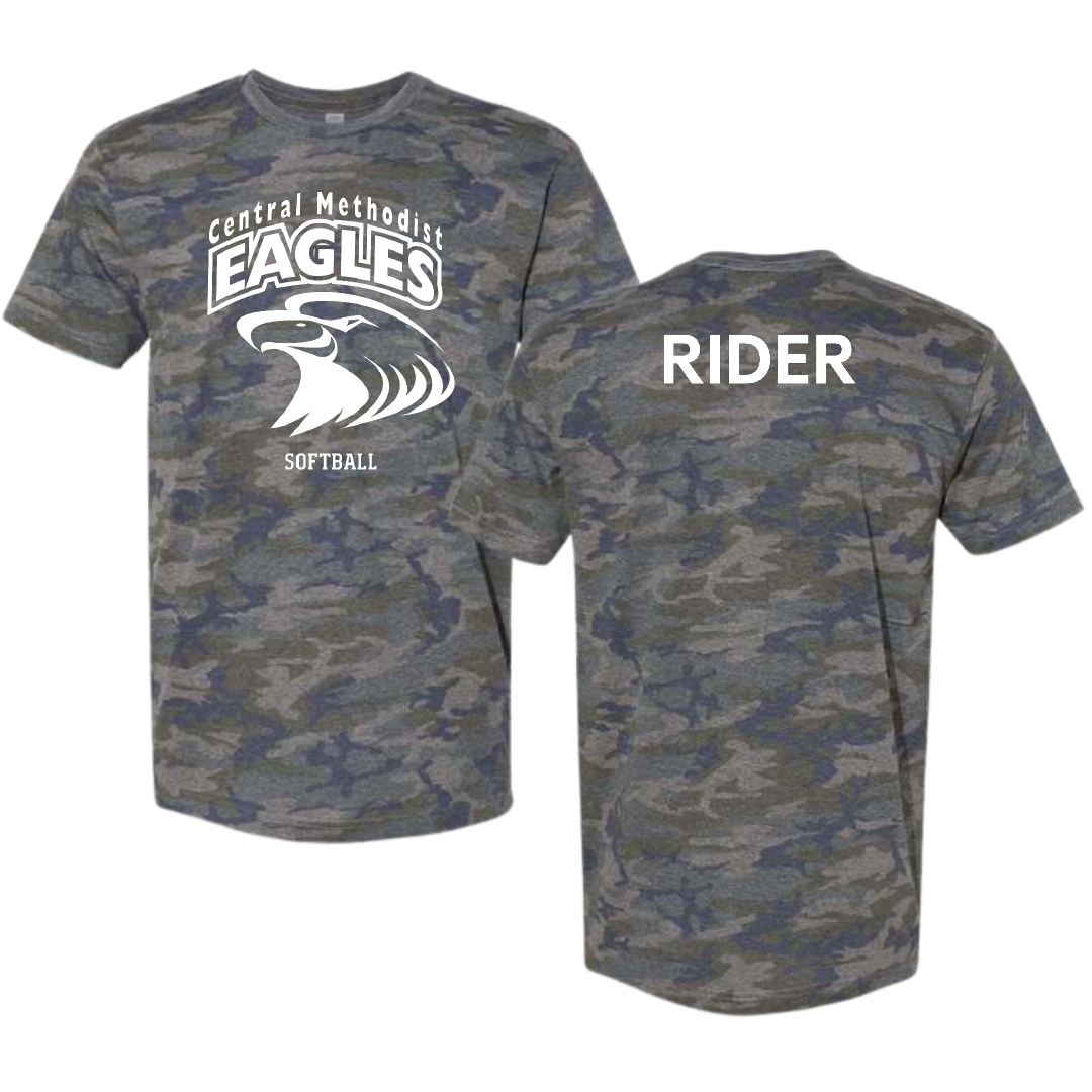 Central Methodist University Softball Vintage Camo Tee - Brena Rider