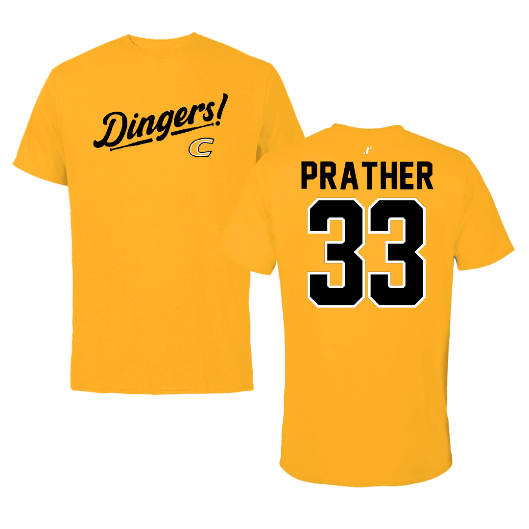 Centre College Baseball Gold Dingers Performance Tee - #33 Ben Prather