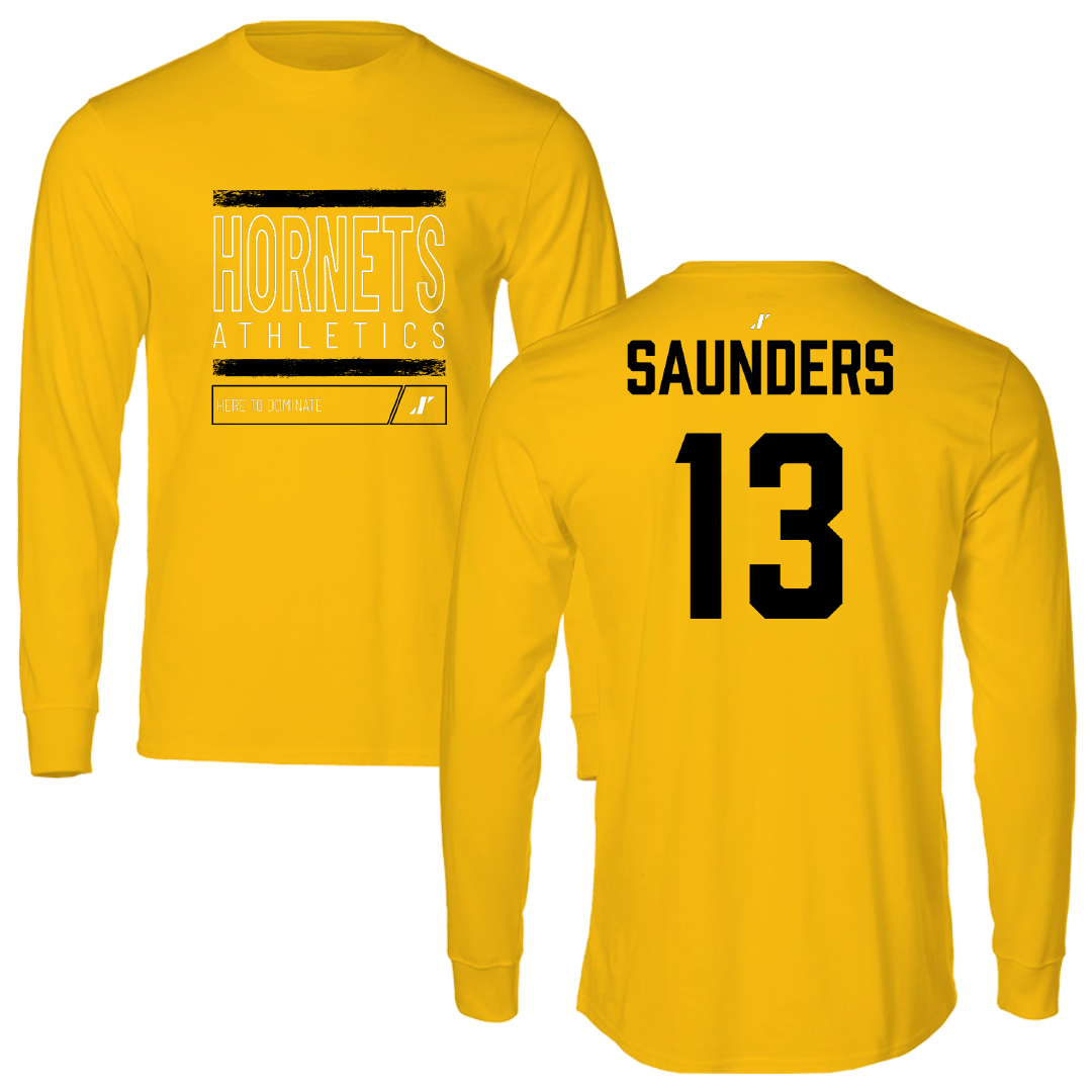 Alabama State University Football Gold Dominate Long Sleeve - #13 Tyree Saunders