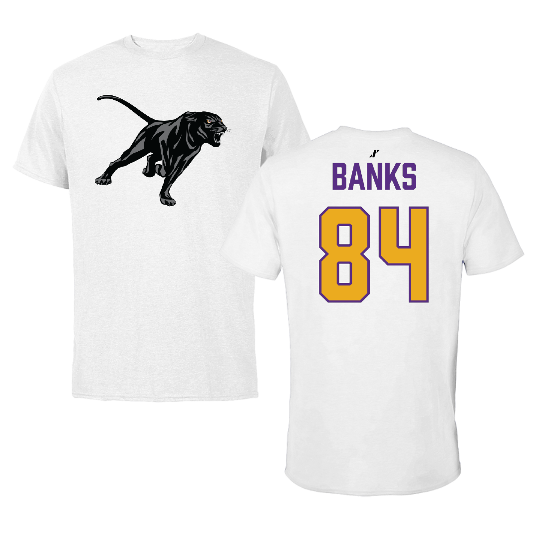 Prairie View A&M University Football White Performance Tee - #84 Ja’koby Banks