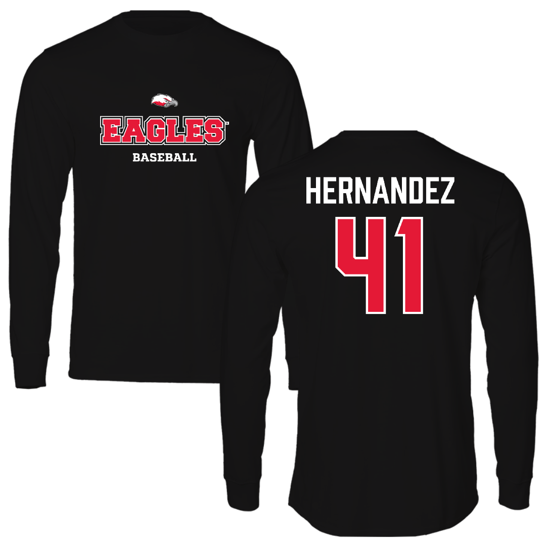 Biola University Baseball Black Performance Long Sleeve - #41 Nathan Hernandez