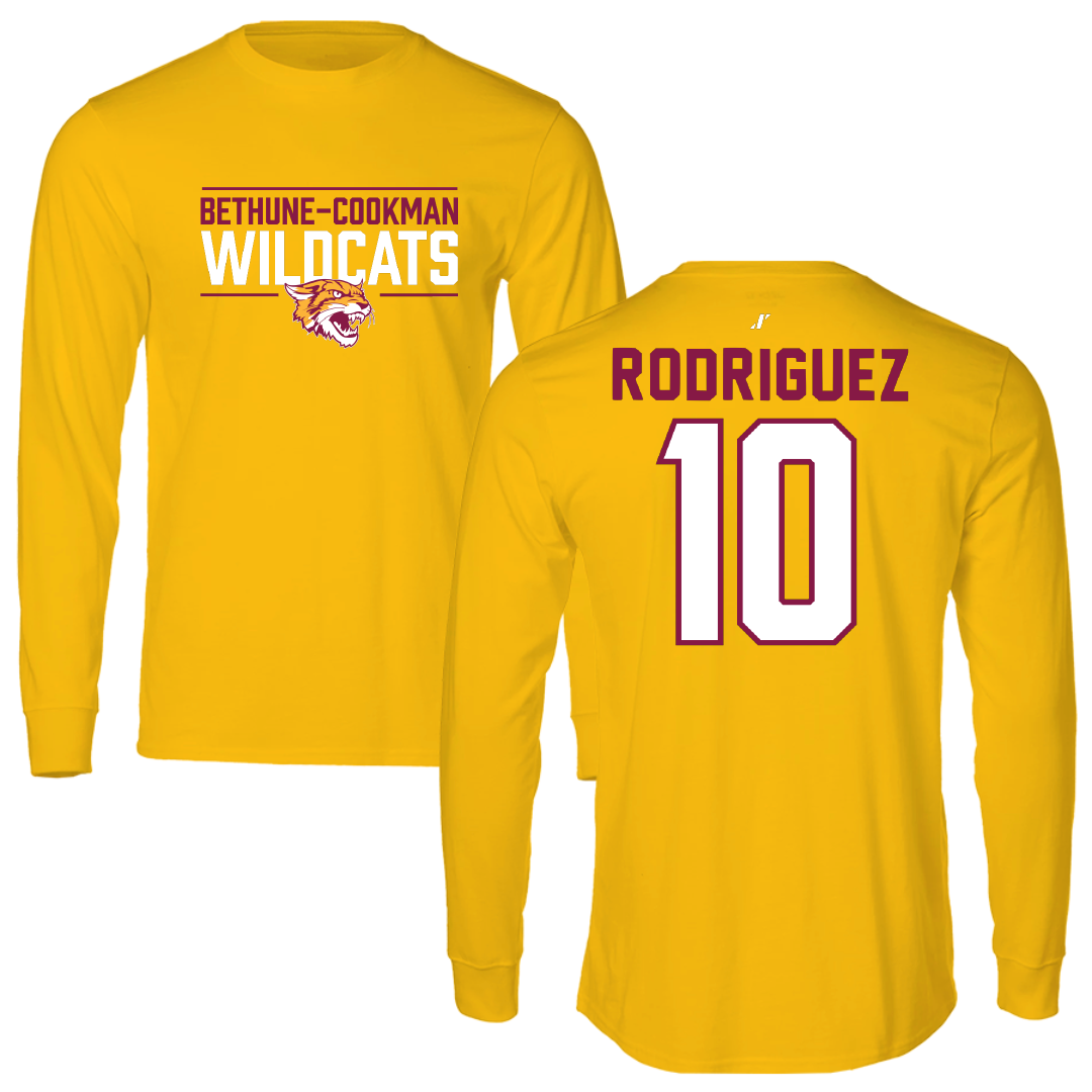 Bethune-Cookman University Baseball Gold General Long Sleeve - #10 Josh Rodriguez