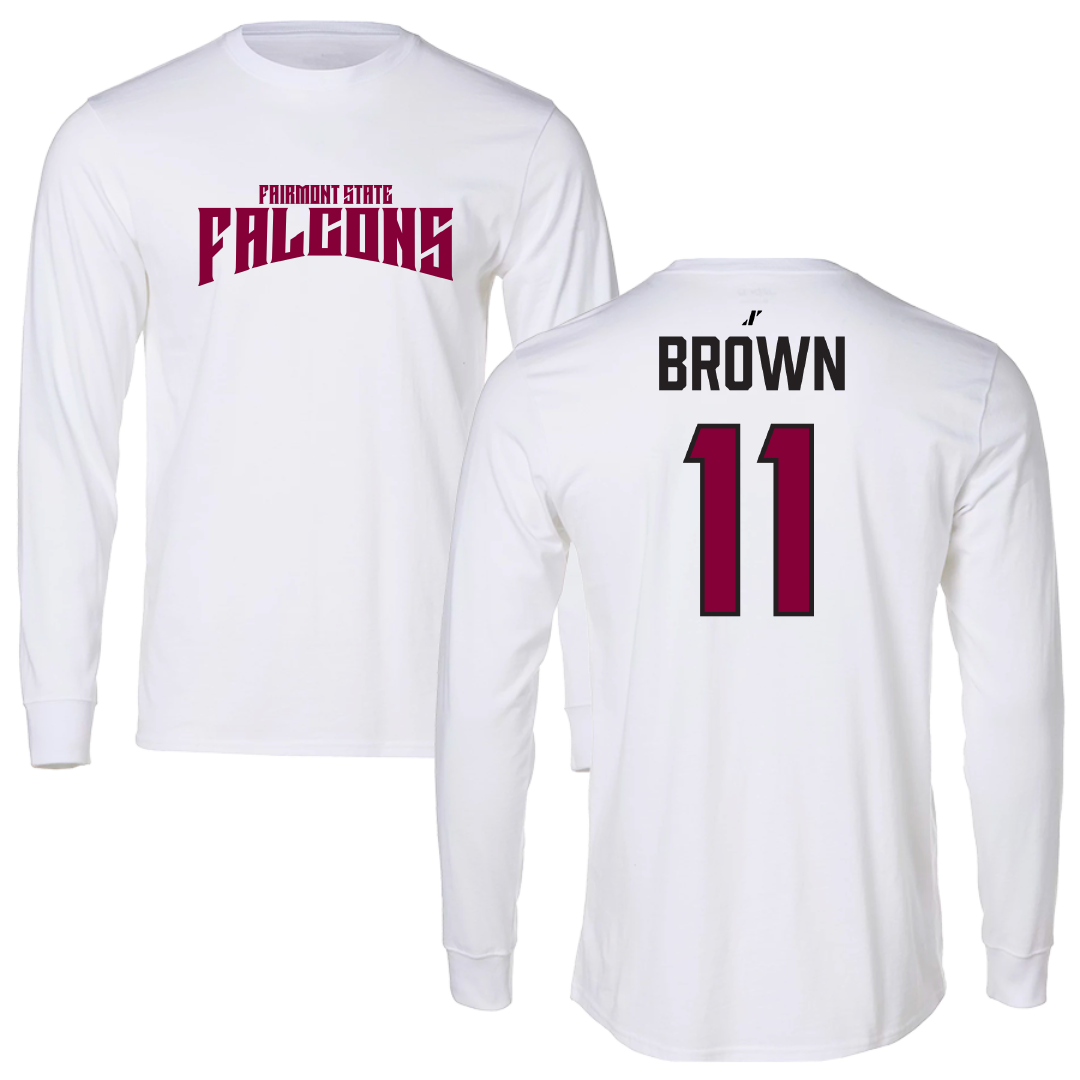 Fairmont State University Basketball White Classic Performance Long Sleeve - #11 Joey Brown
