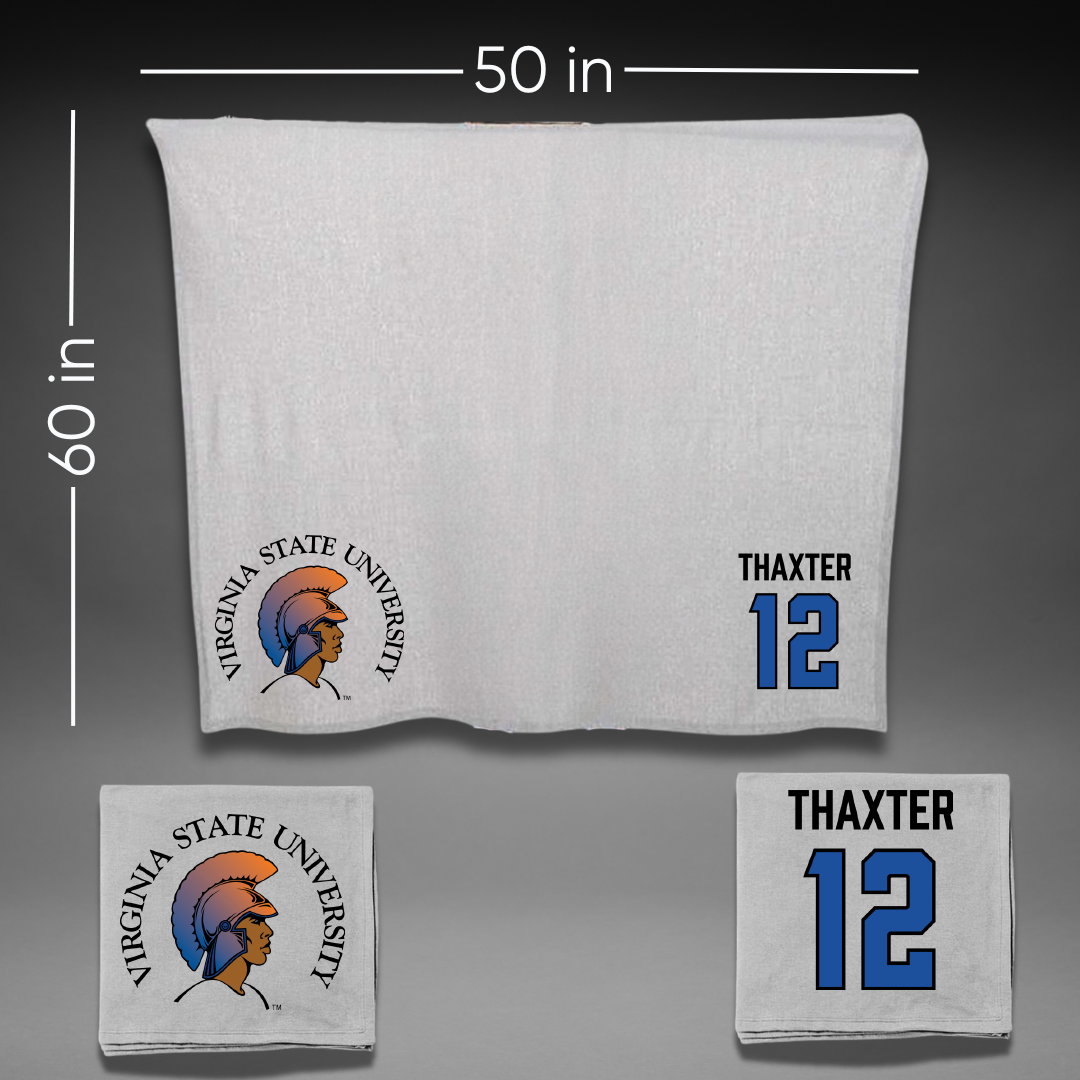 Virginia State University Soccer Gray Blanket - #12 Ali-Andro Thaxter