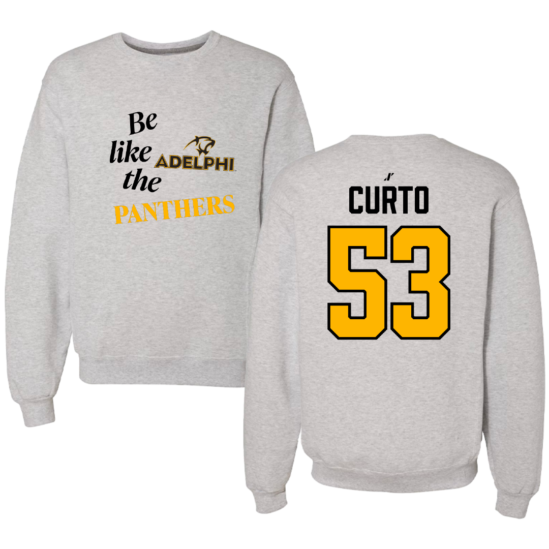 Adelphi University Baseball Light Gray Be Like Us Crewneck - #53 Matt Curto