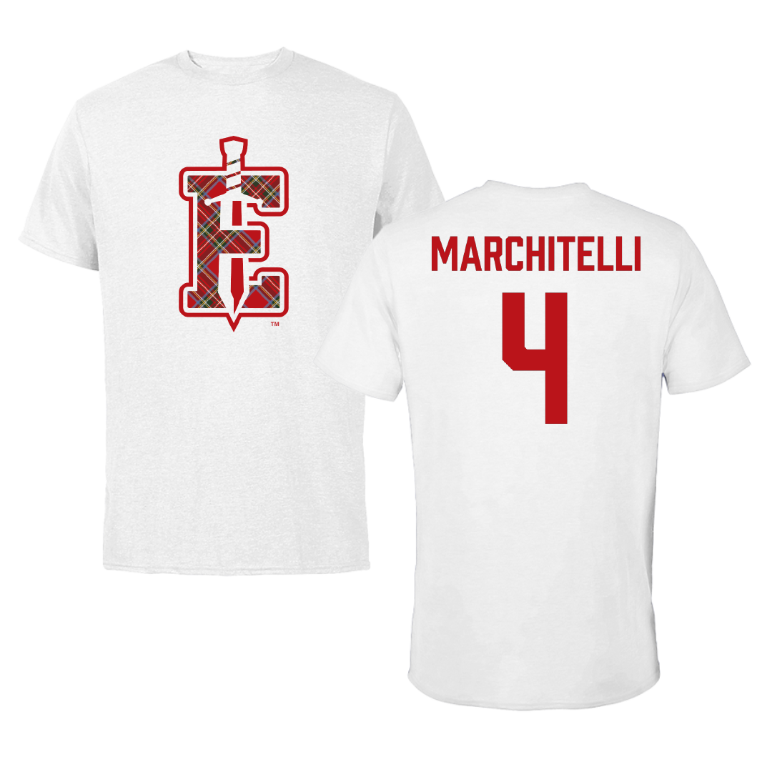 PennWest Edinboro Football White Performance Tee - #4 Nico Marchitelli