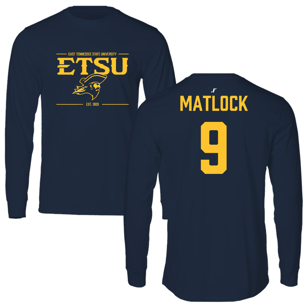 East Tennessee State University Baseball Navy General Performance Long Sleeve - #9 Luke Matlock