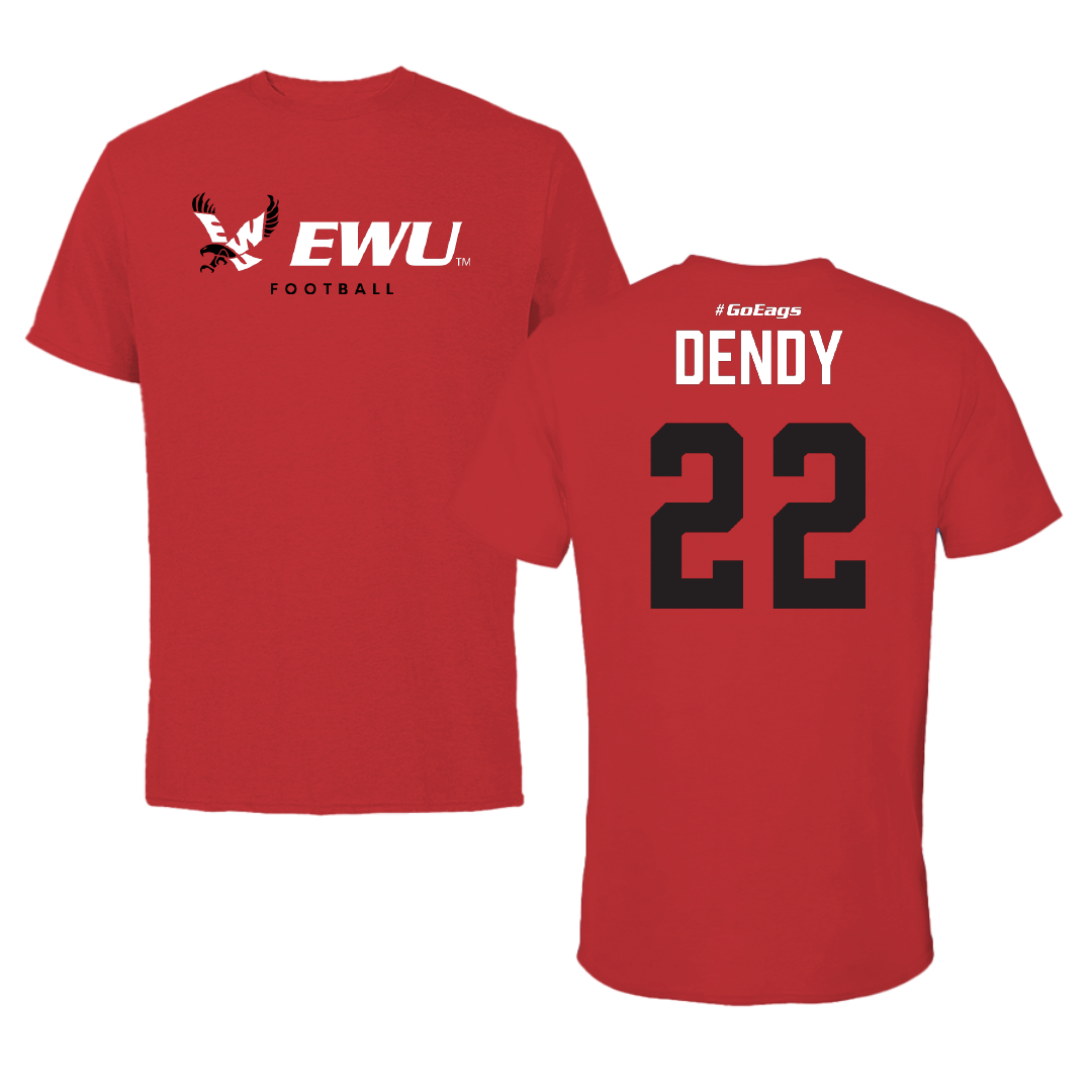 Eastern Washington University Football Red Block Performance Tee - #22 Amir Dendy