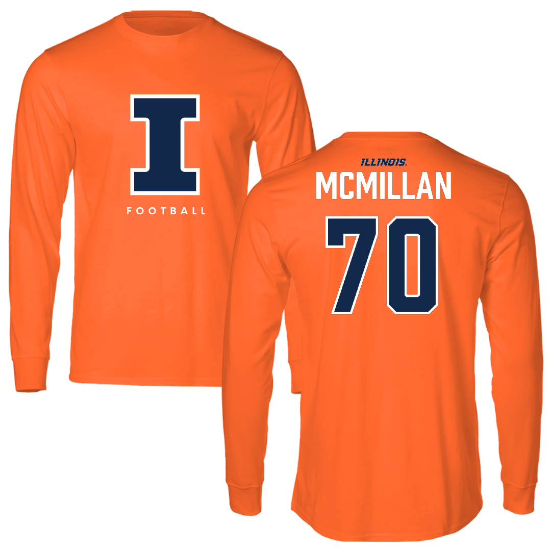 University of Illinois Football Orange Performance Long Sleeve - #70 Tyler McMillan