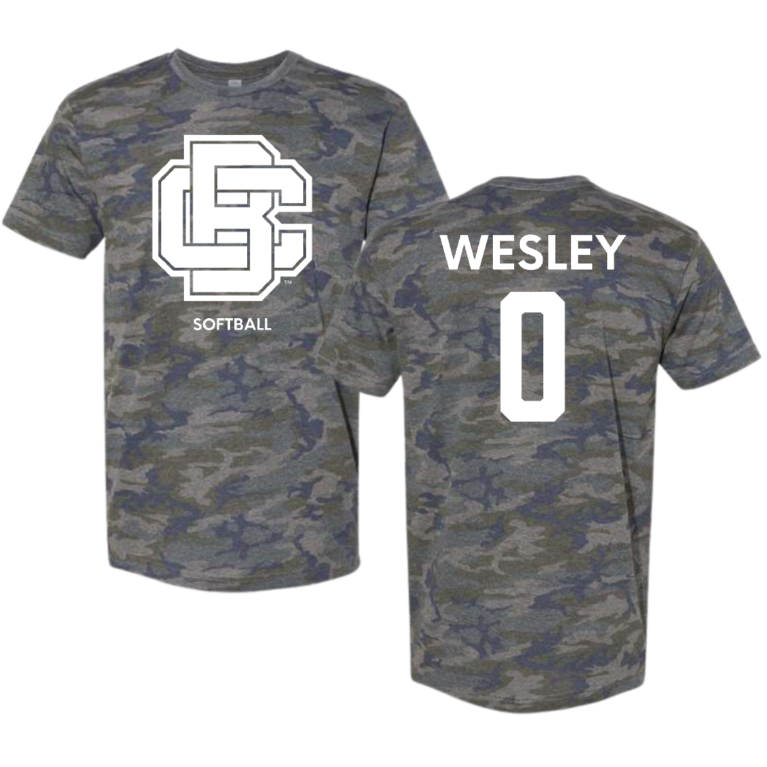 Bethune-Cookman University Softball Vintage Camo Tee - #0 Mika Wesley
