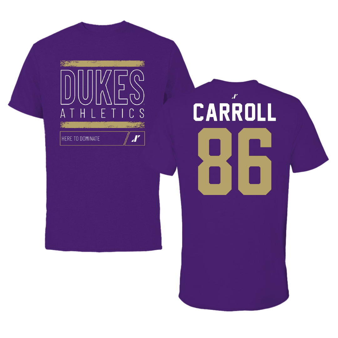 James Madison University Football Purple Dominate Performance Tee - #86 Collin Carroll