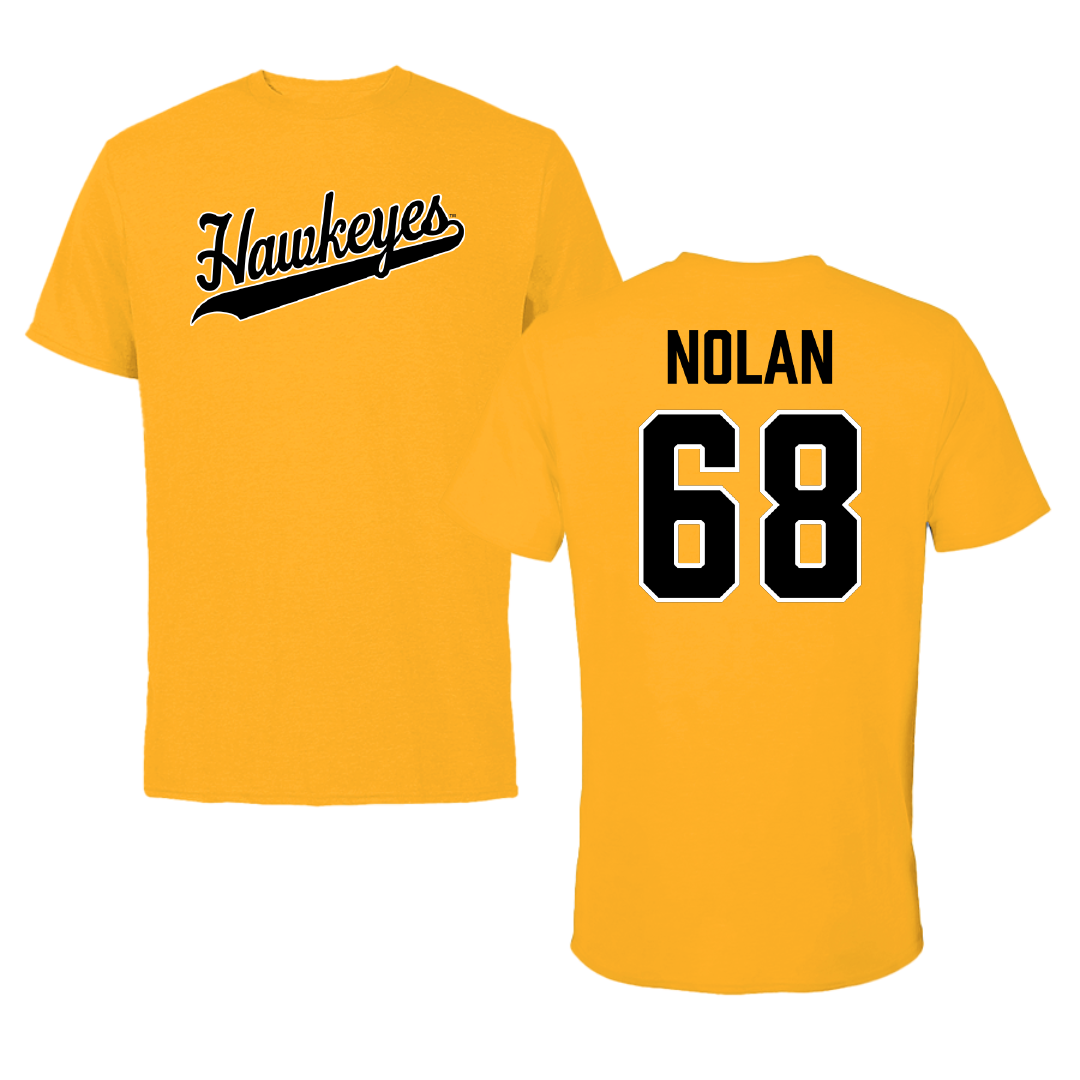 University of Iowa Football Gold Performance Tee - #68 Will Nolan