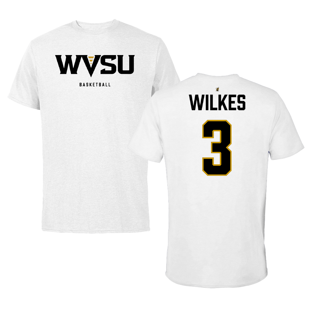 West Virginia State University Basketball (M) White Tee - #3 Cam Wilkes
