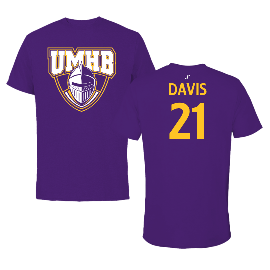 University of Mary Hardin-Baylor Baseball Purple Performance Tee - #21 Reid Davis