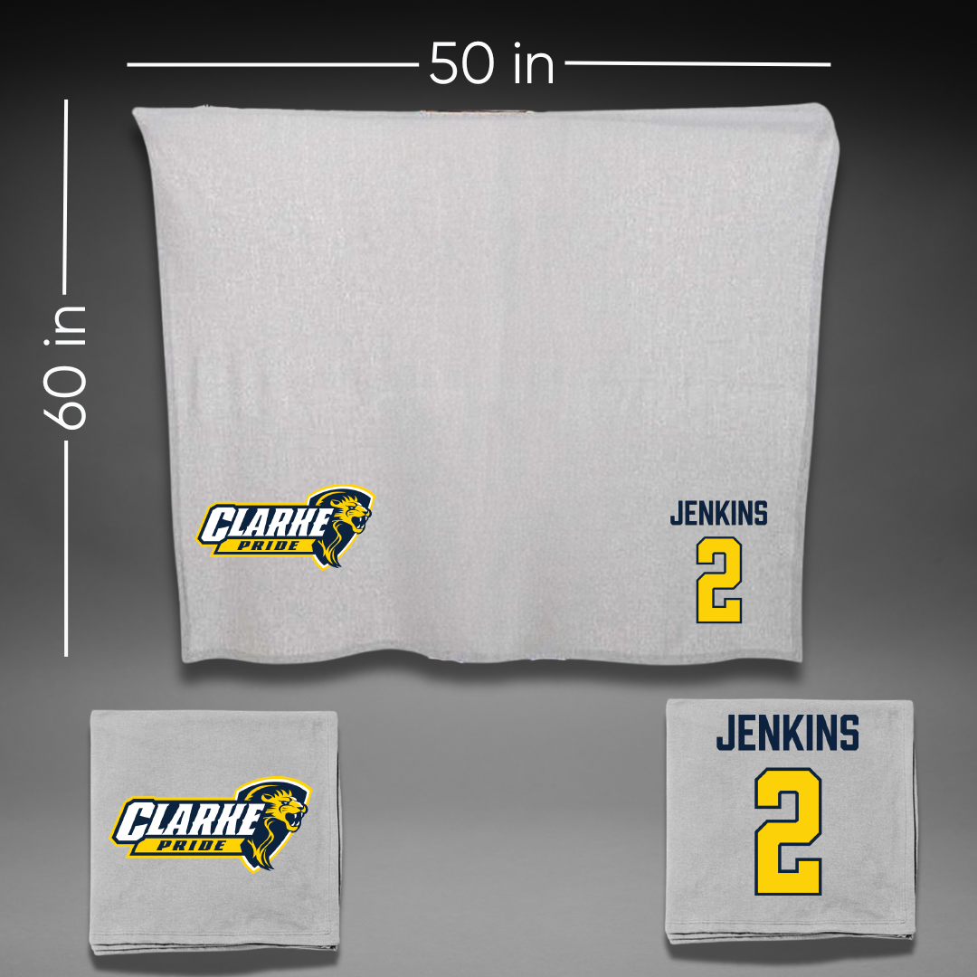 Clarke University Football Gray Blanket - #2 Jasper Jenkins