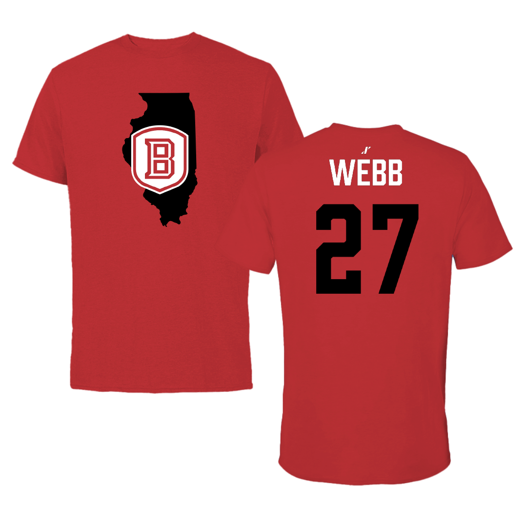 Bradley University Baseball Red State Tee - #27 Davis Webb