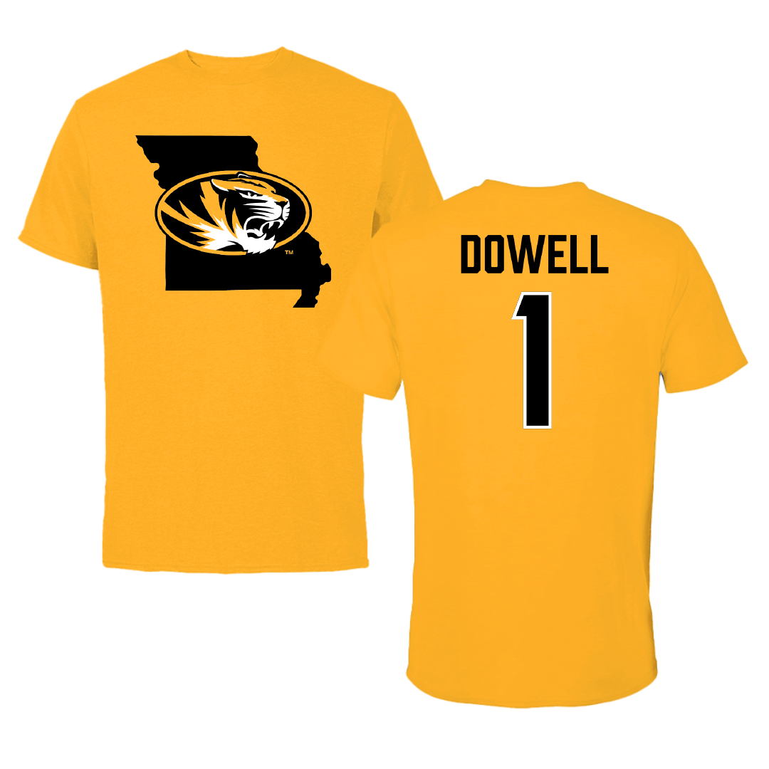 University of Missouri Basketball Gold State Performance Tee - #1 Shannon Dowell