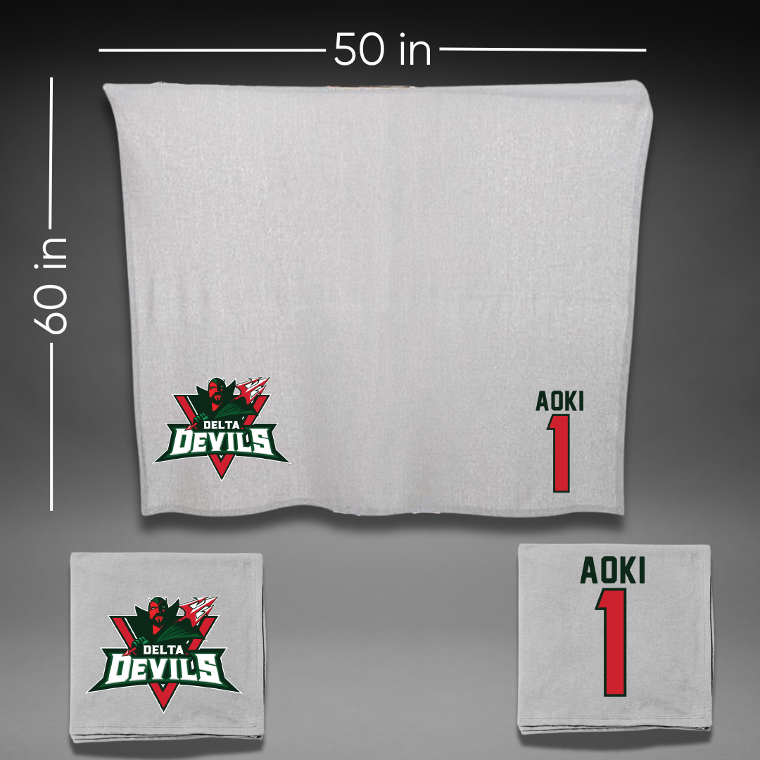 Mississippi Valley State University Baseball Gray Blanket - #1 Tanner Aoki