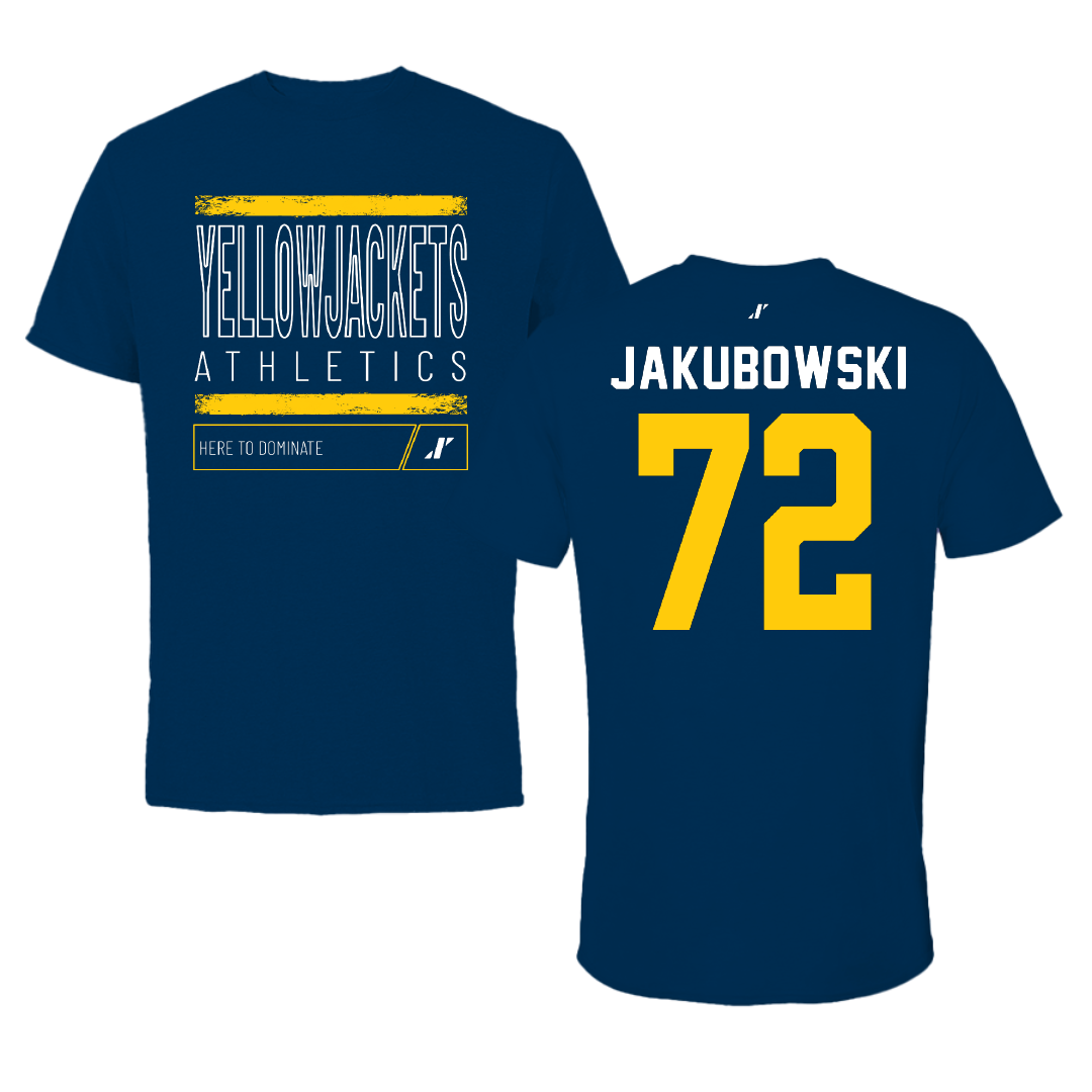 Graceland University Football Navy Dominate Tee - #72 James Jakubowski