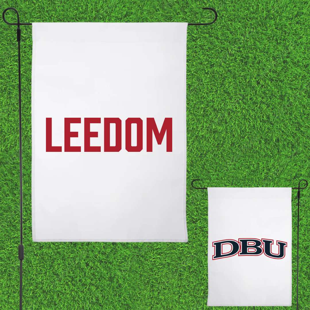 Dallas Baptist University Golf White Garden Flag - Tyler Leedom
