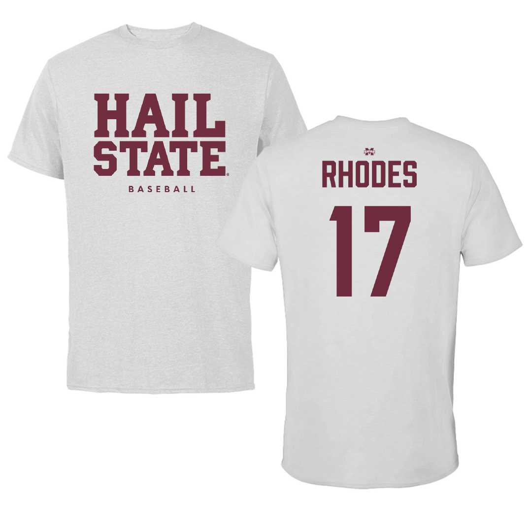 Mississippi State University Baseball Solid Athletic Gray Performance Tee - #17 Parker Rhodes