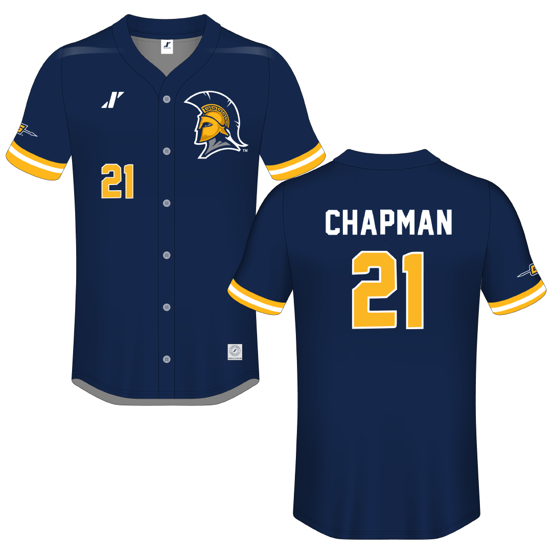 UNC Greensboro Navy Button-Down Jersey - #21 Noah Chapman