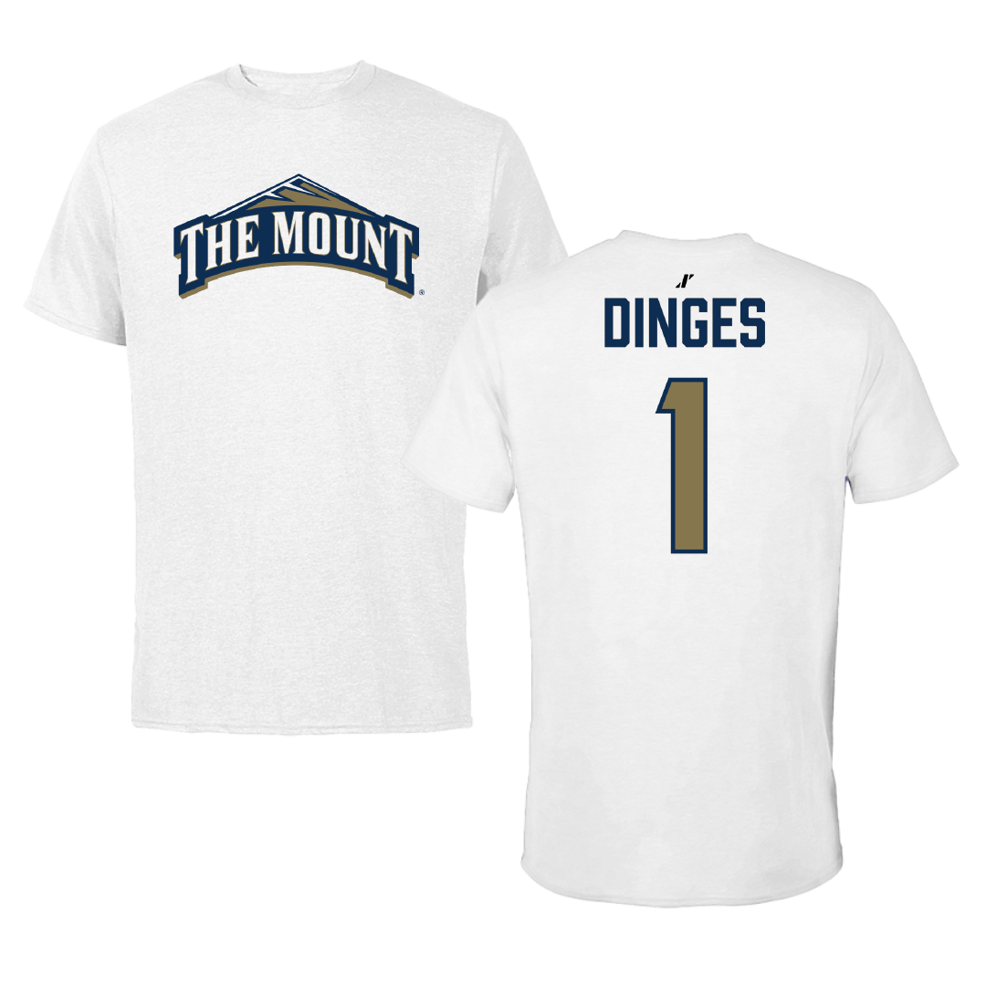 Mount St. Mary's University Softball White Tee - #1 Avery Dinges