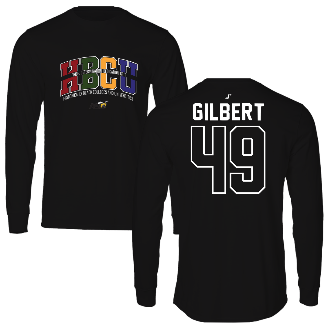 Alabama State University Baseball Black HBCU Performance Long Sleeve - #49 Rocco Gilbert