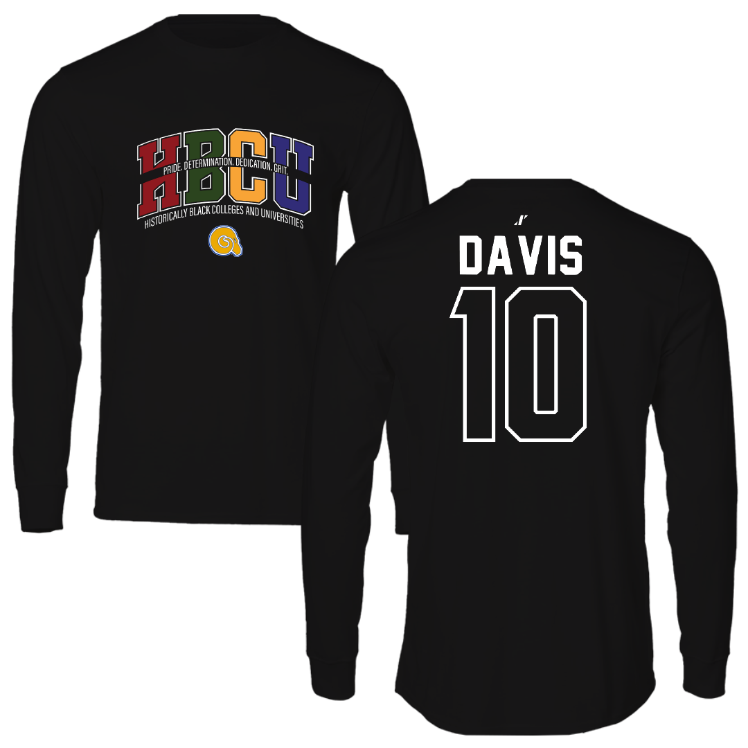 Albany State University Football Black HBCU Performance Long Sleeve - #10 Iman Davis