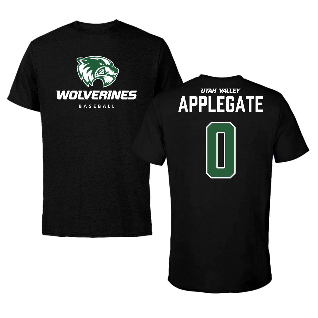 Utah Valley University Baseball Black Mascot Tee - #0 Will Applegate