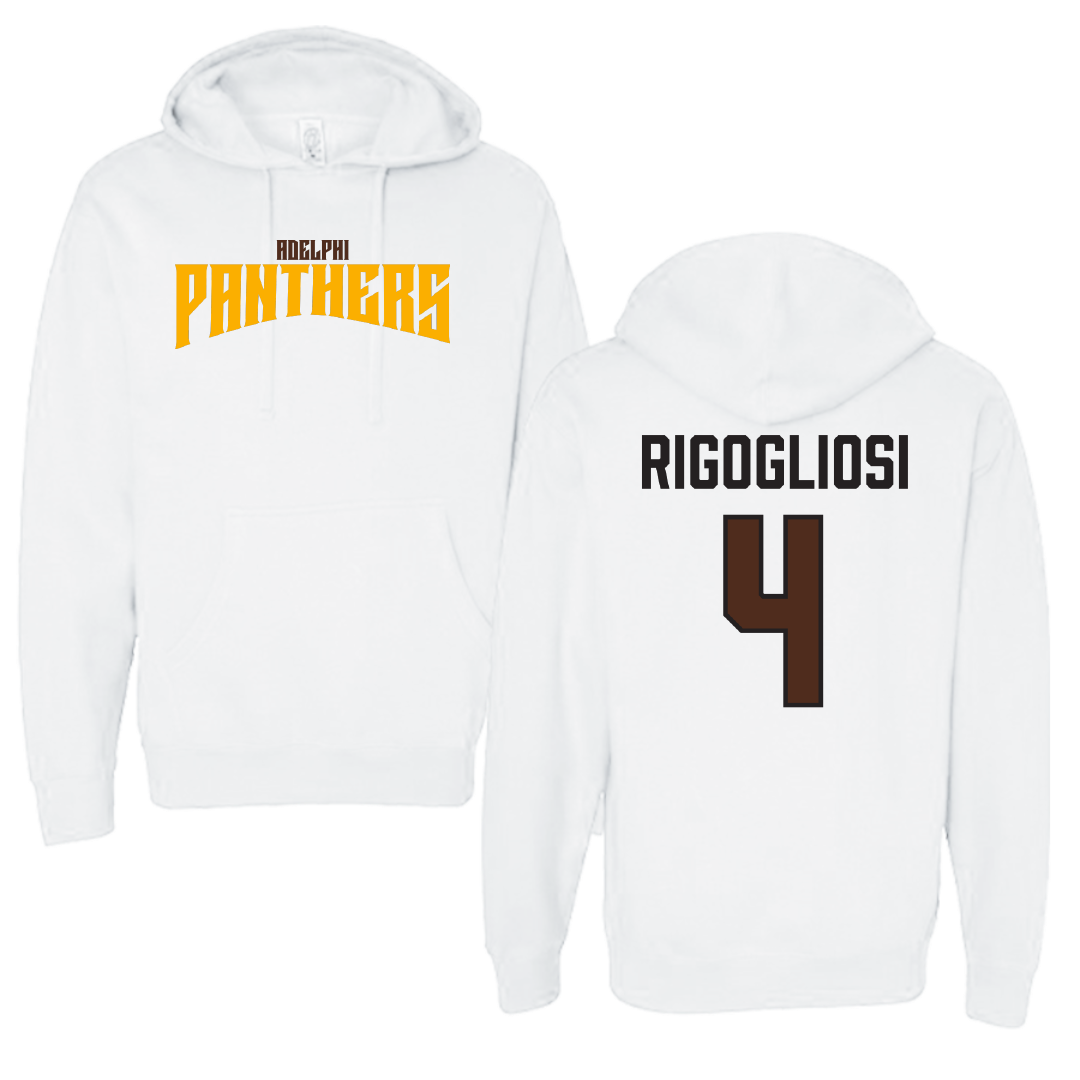 Adelphi University Baseball White Classic Hoodie - #4 Anthony Rigogliosi