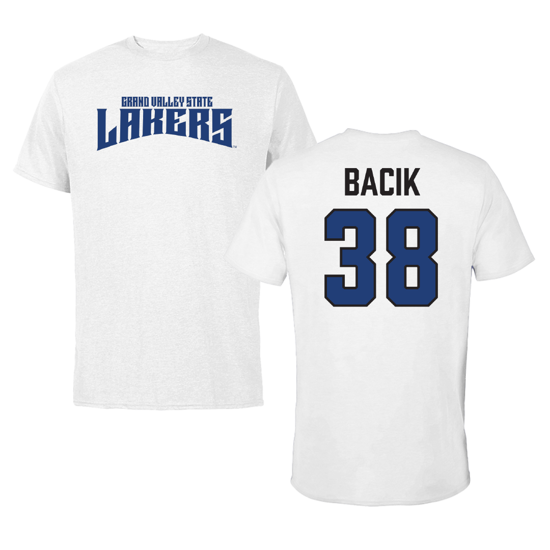 Grand Valley State University Football White Classic Tee - #38 Mathew Bacik