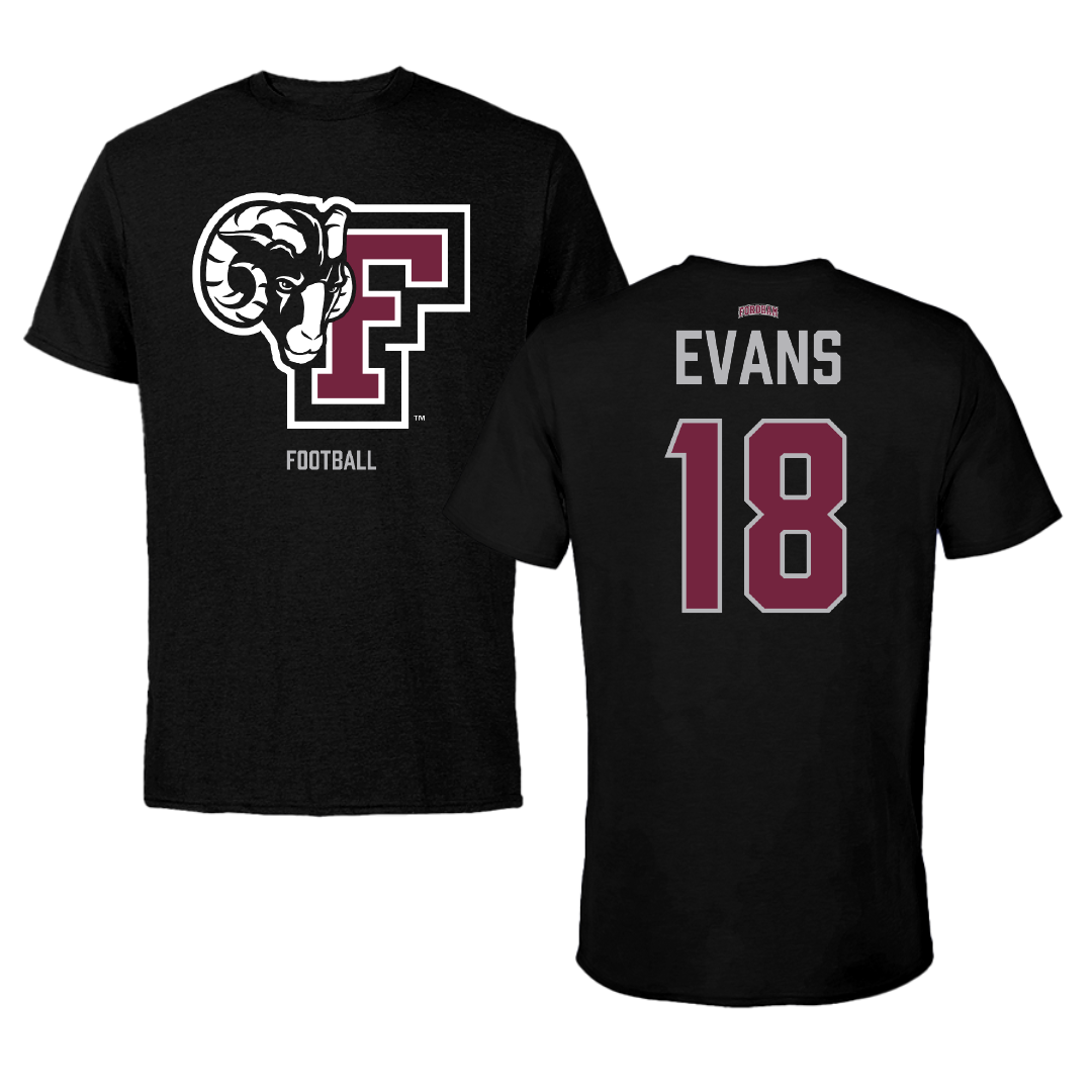 Fordham University Football Black Performance Tee - #18 Jayln Evans