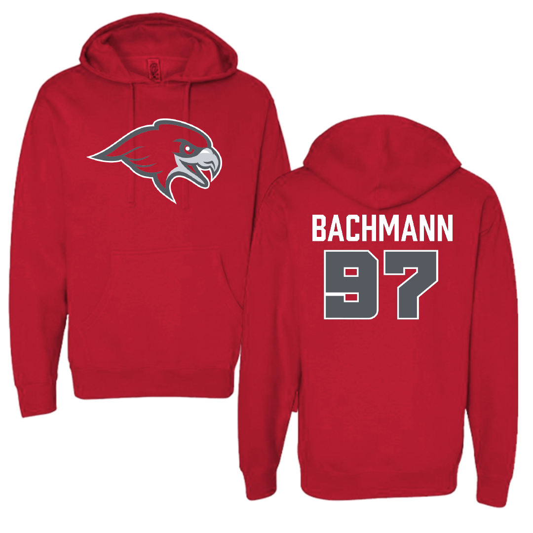 Montclair State University Football Red Hoodie - #97 Nick Bachmann