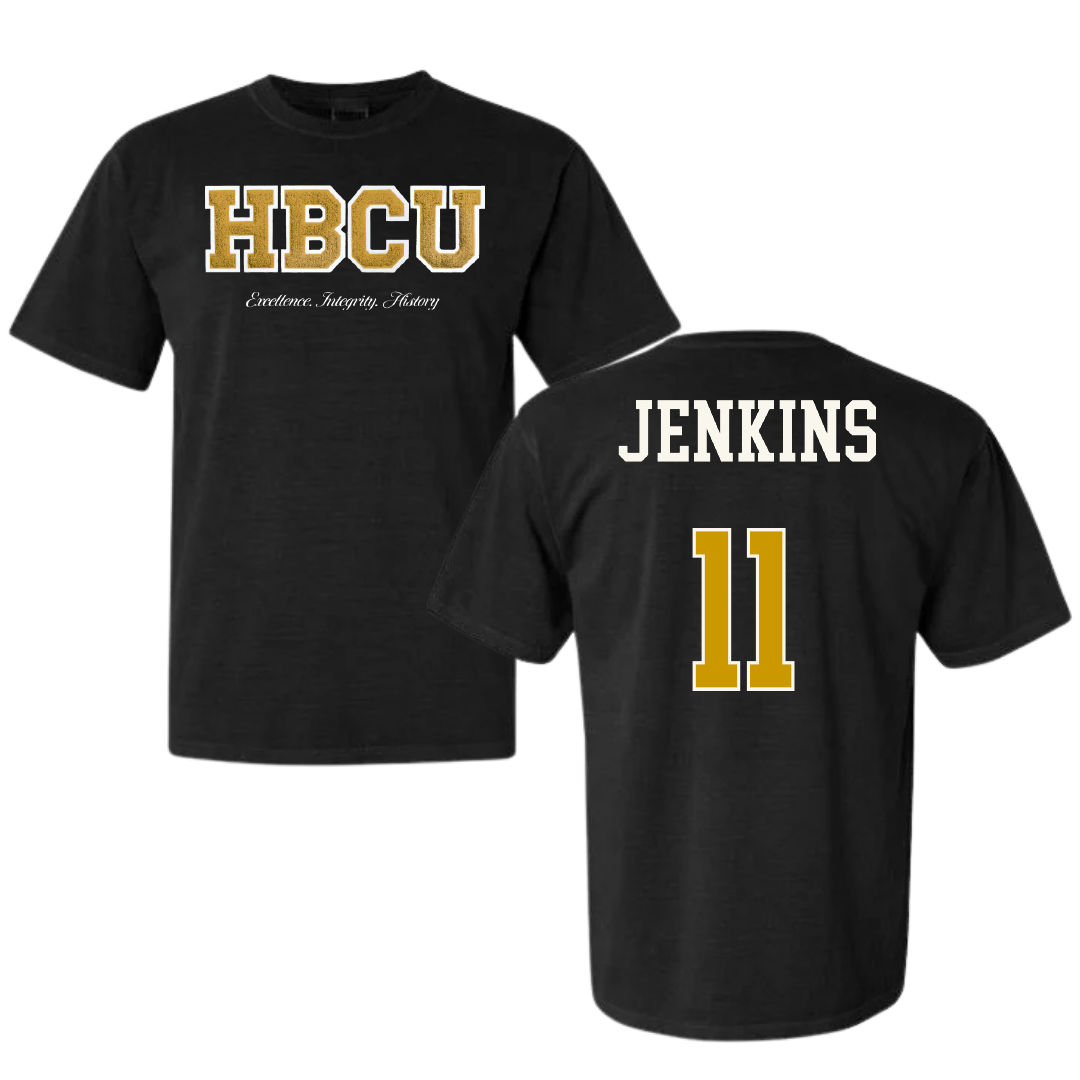 Alabama State University Baseball Black HBCU Varsity Comfort Colors Tee - #11 Niguel Jenkins