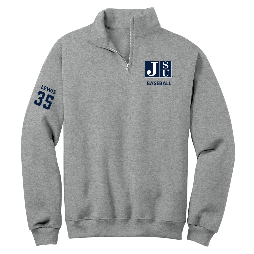 Jackson State University Baseball Sport Gray Quarter-Zip - #35 CJ Lewis