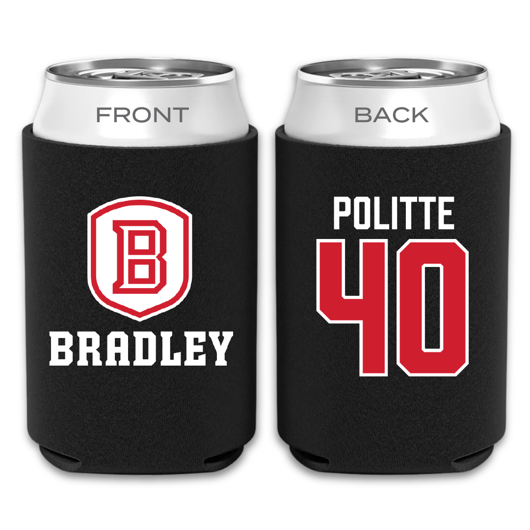 Bradley University Baseball Black Can Cooler - #40 Drew Politte