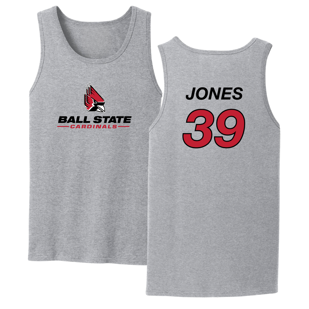 Ball State University Baseball Sport Gray Tank Top - #39 Jeremy Jones