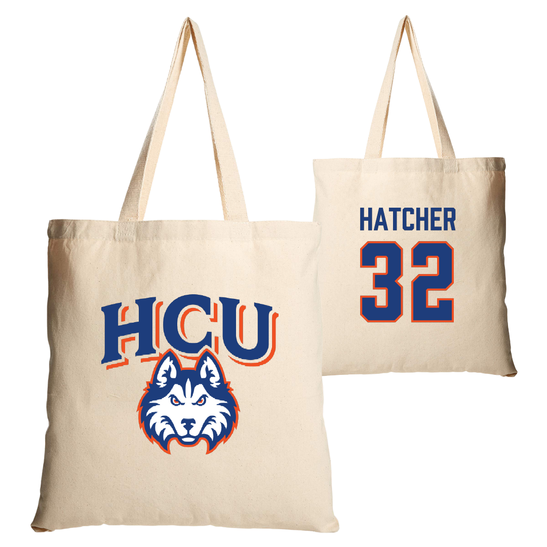 Houston Christian University Baseball Tan Canvas Tote Bag - #32 Coby Hatcher