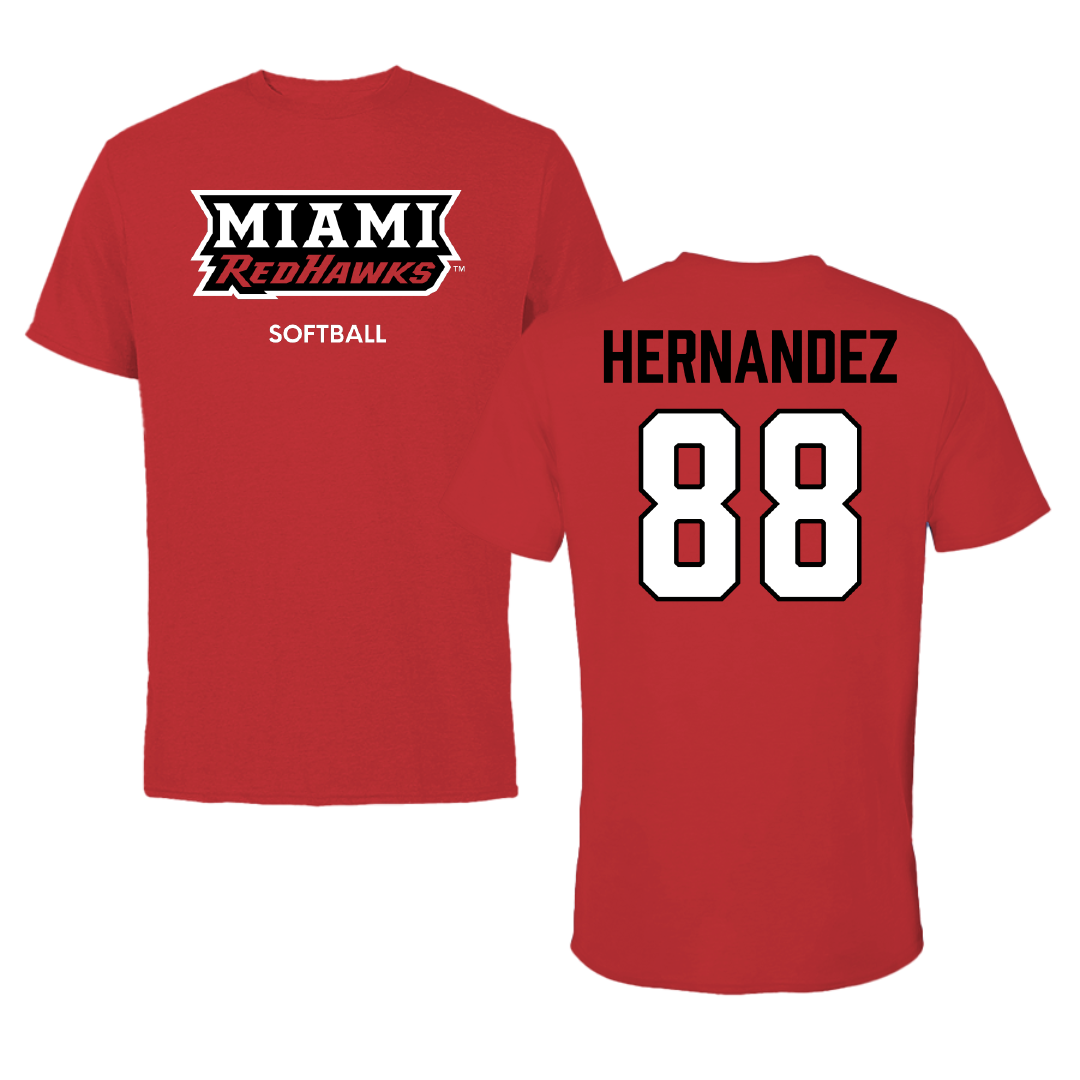 Miami University (Ohio) Softball Red Tee - #88 Danitza Hernandez