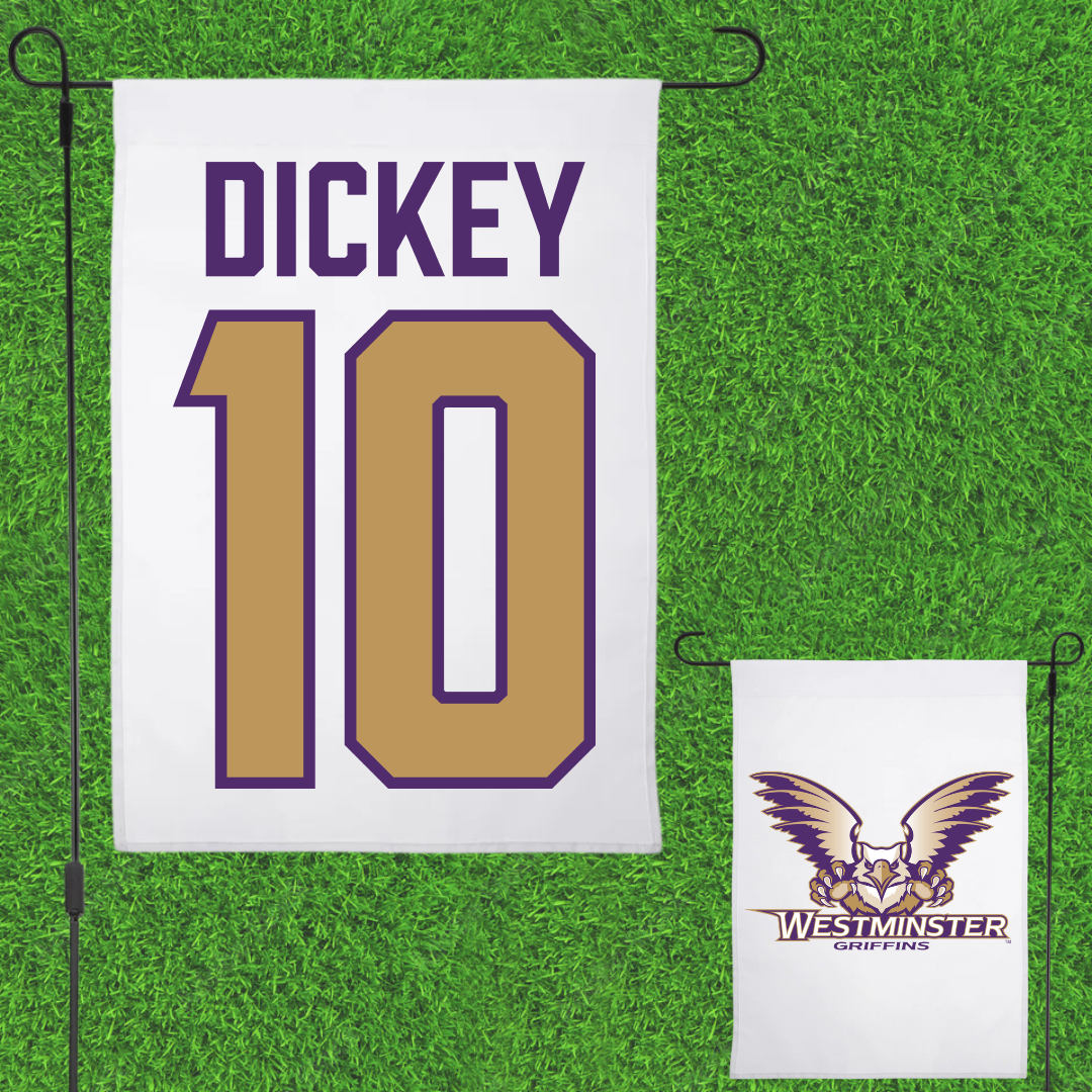 Westminster University (Utah) Soccer White Garden Flag - #10 Kara Dickey