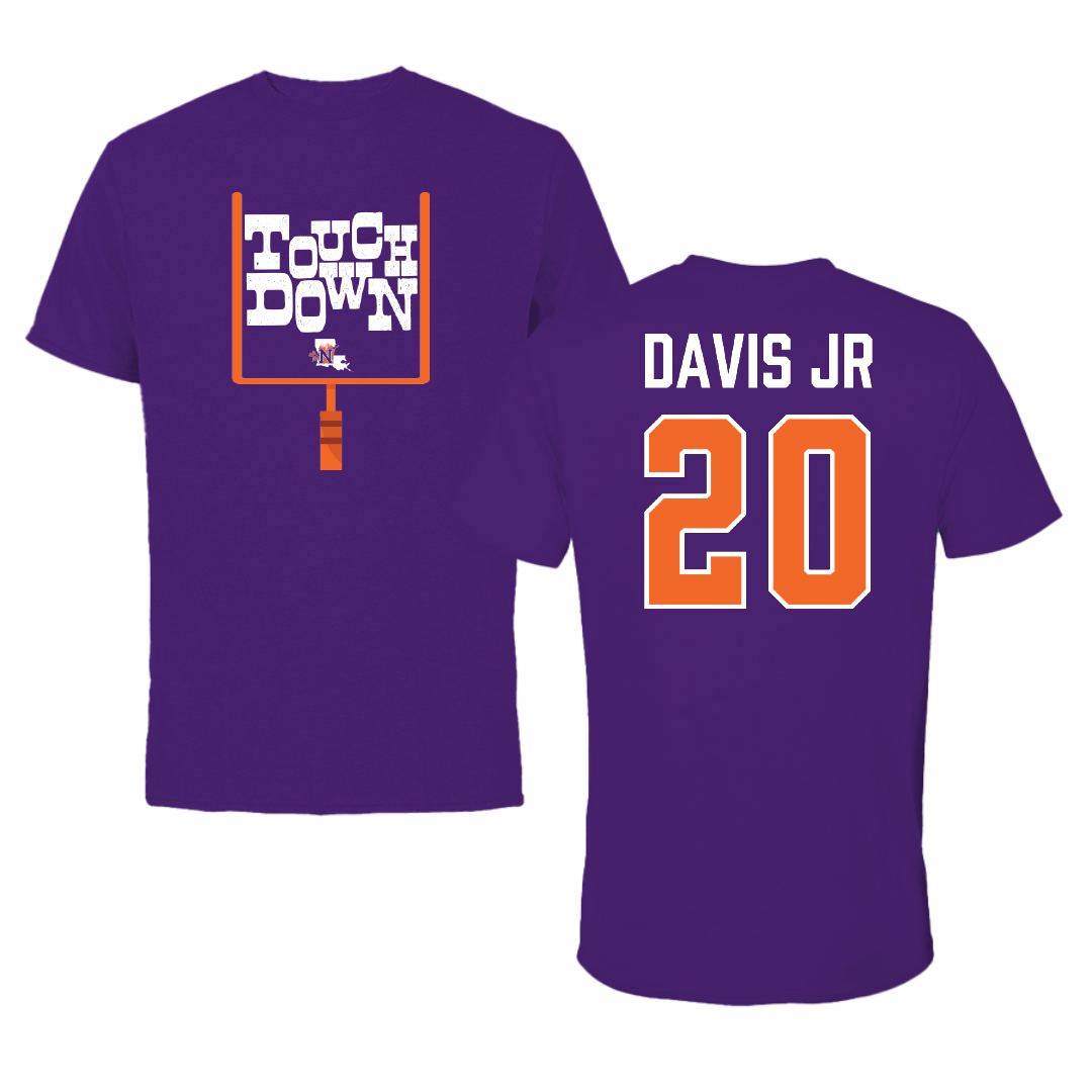 Northwestern State University Football Purple Touchdown Performance Tee - #20 Kevin Davis Jr