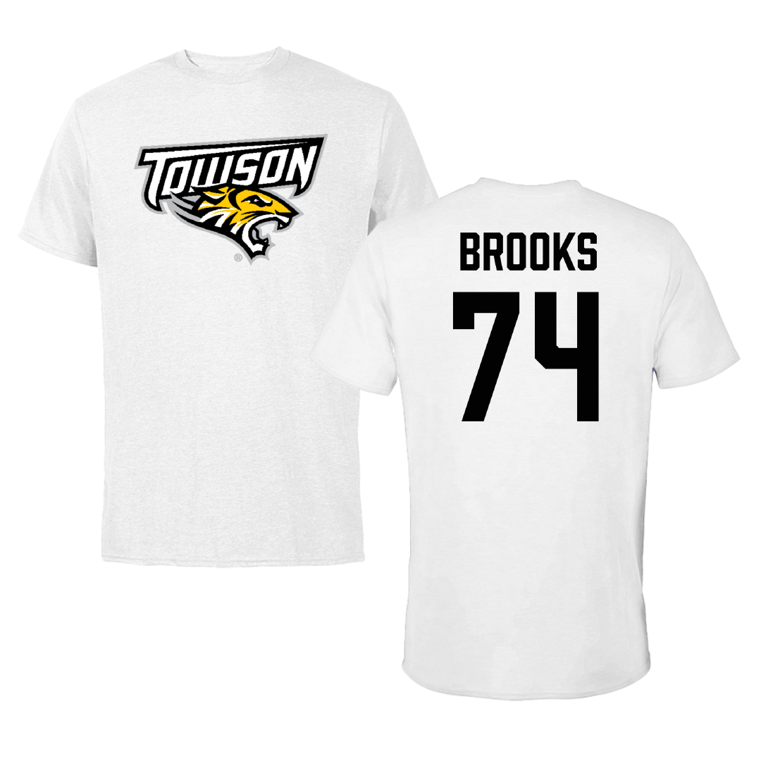 Towson University Football White Tee - #74 KJ Brooks